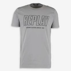 Replay Solid Grey Logo T Shirt