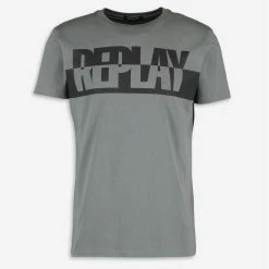 Replay & Sons Khaki Logo Print T Shirt