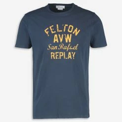 Replay Navy Printed T Shirt