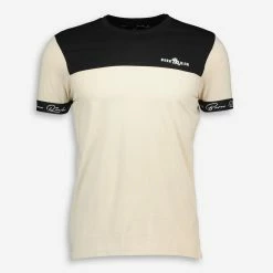 Born Rich Black & Cream Contrast Panel T Shirt