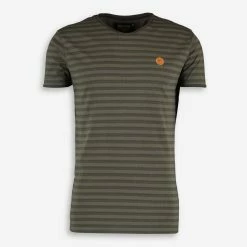 Indicode Green Stripped Cotton T Shirt
