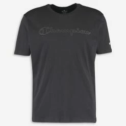 Champion Black Branded Crew Neck T Shirt