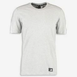 Adidas Grey Striped Sleeves T Shirt