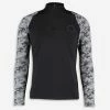 Able Track Club Black & Grey Geo Patterned Sleeve Top