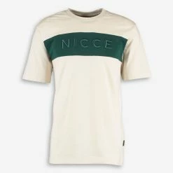 Nicce White & Ivy Green Mercury Striped T Shirt