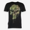 Marvel Black Camo Punisher Skull T Shirt